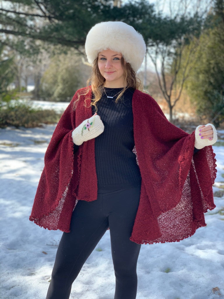 Alpaca Shawl - Baby Alpaca Ruffle Cape