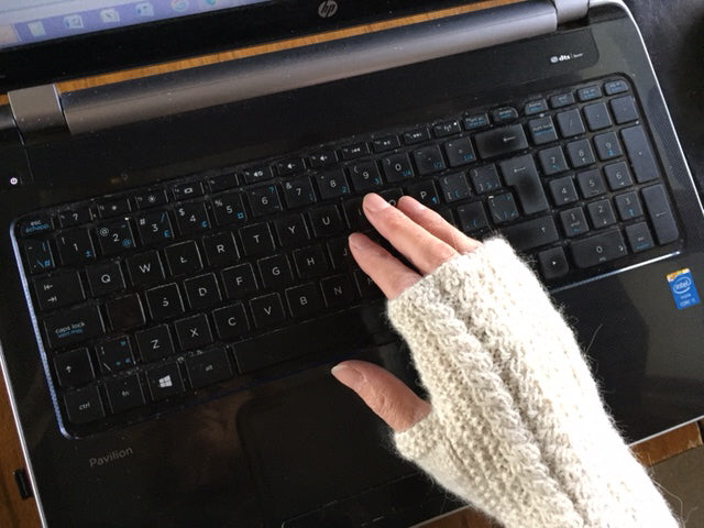 Alpaca Fingerless Mitts - Cabled