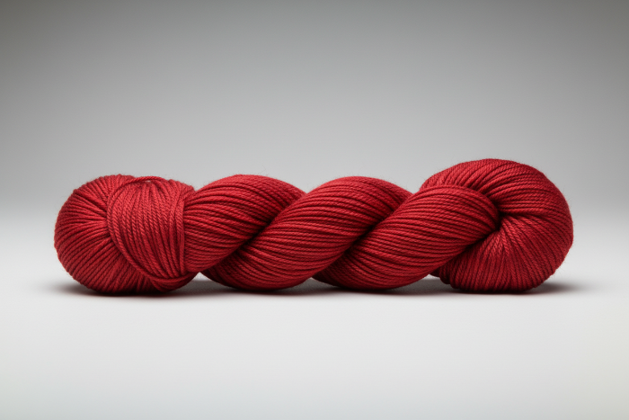 Warm Red skein of yarn on a white background