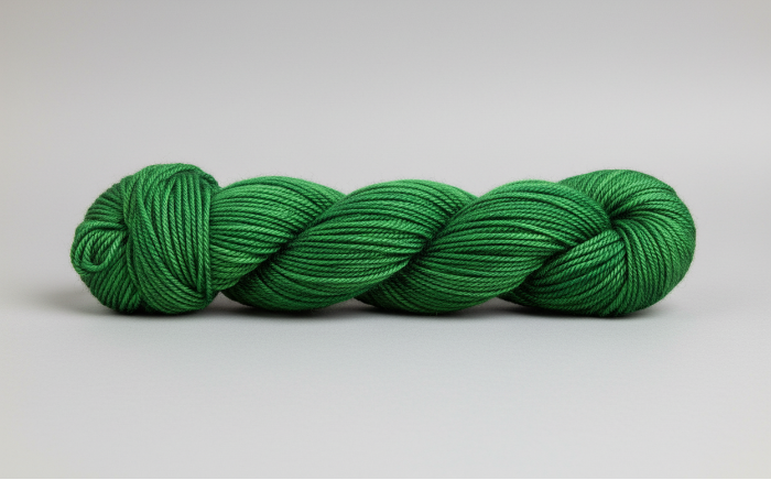 Irish Green yarn skein on a white background