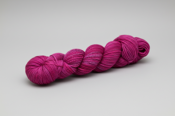 variegated pink yarn on a light gray background