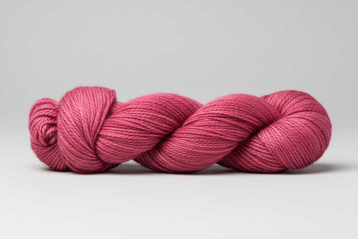 warm pink yarn on a light gray background